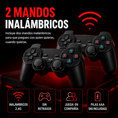 RetroKit 4K — Consola Retro con +10.000 Juegos y 2 Mandos Inalámbricos