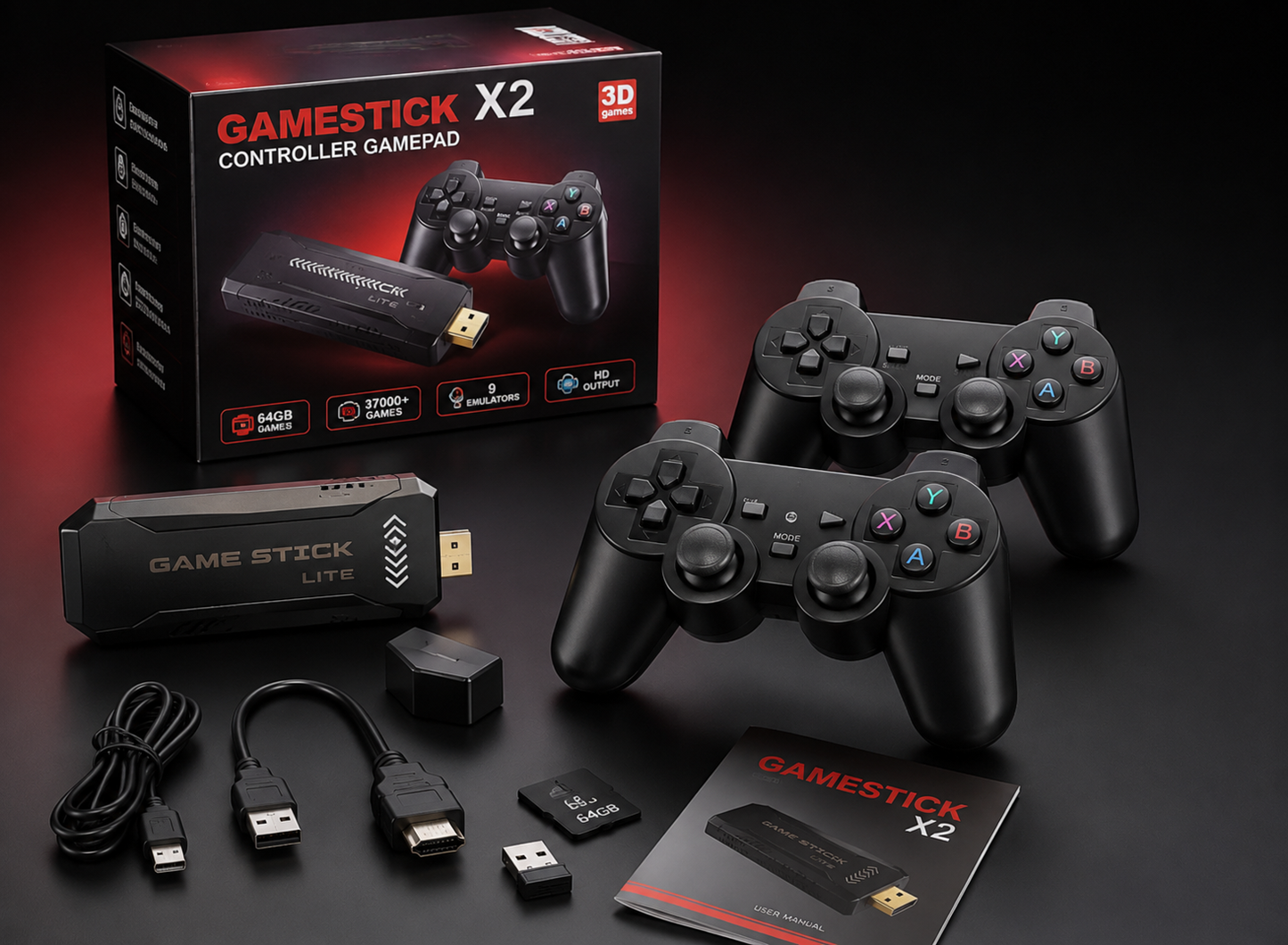 RetroKit 4K — Consola Retro con +10.000 Juegos y 2 Mandos Inalámbricos
